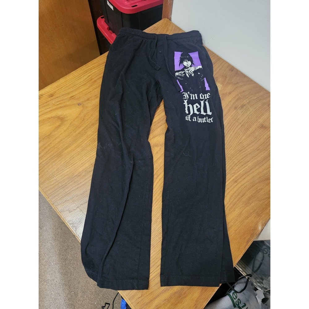 Black Butler Pajama Pants Mens Medium Black Sebastian Anime Graphic Lounge